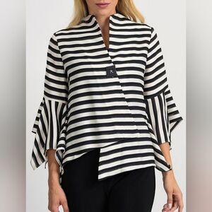 Joseph Ribkoff Striped Swing Jacket Size 8 Trapeze Flared Sleeves EUC
